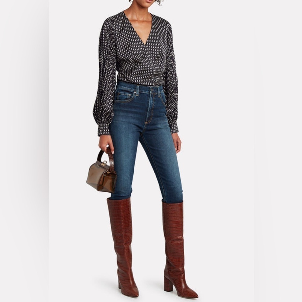 Intermix Jenna Printed Wrap Top, Size 4